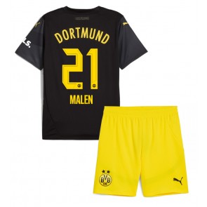 Billiga Borussia Dortmund Donyell Malen #21 Bortatröja Barn 2024-25 Kortärmad (+ Korta byxor)